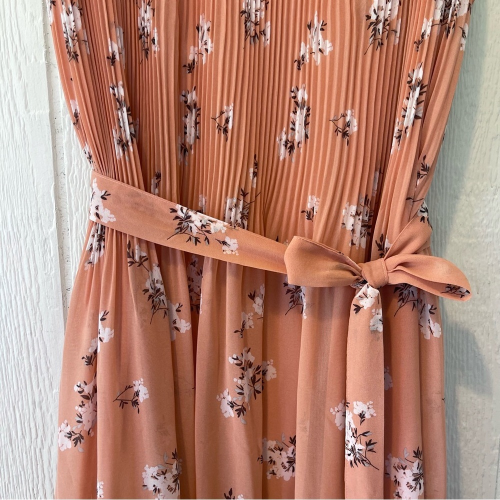 AVA & VIV ~ Terracotta Floral Print Dress with Accordion Pleat Bodice  ~ Size 1X - Picture 4 of 7